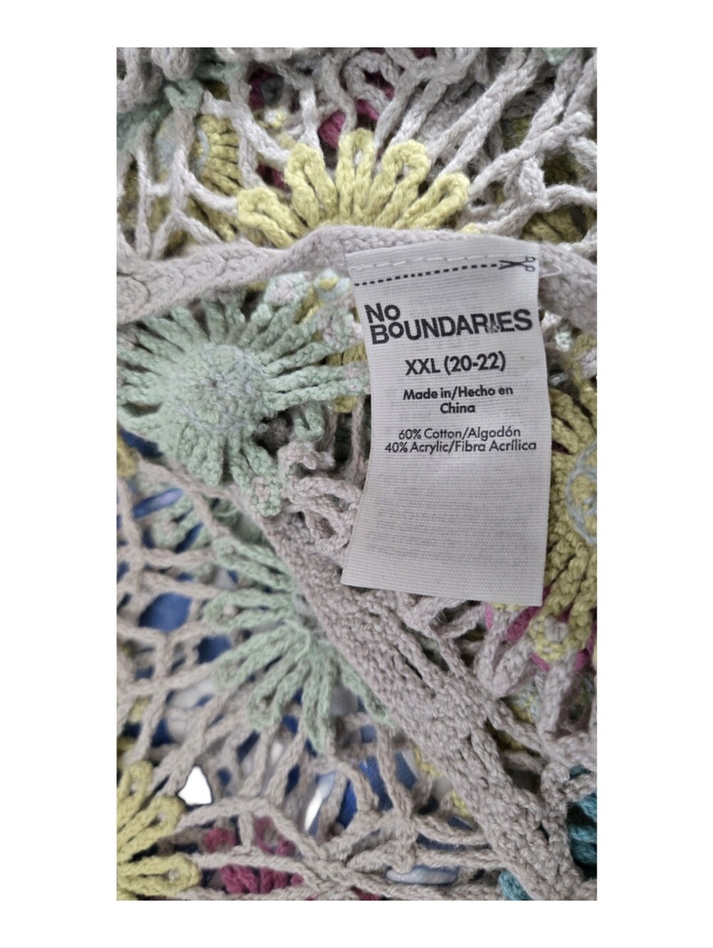 No Boundaries Crochet Swim Coverup Tank Dress Pastel Floral Soft Festival XXL - Picture 3 of 4